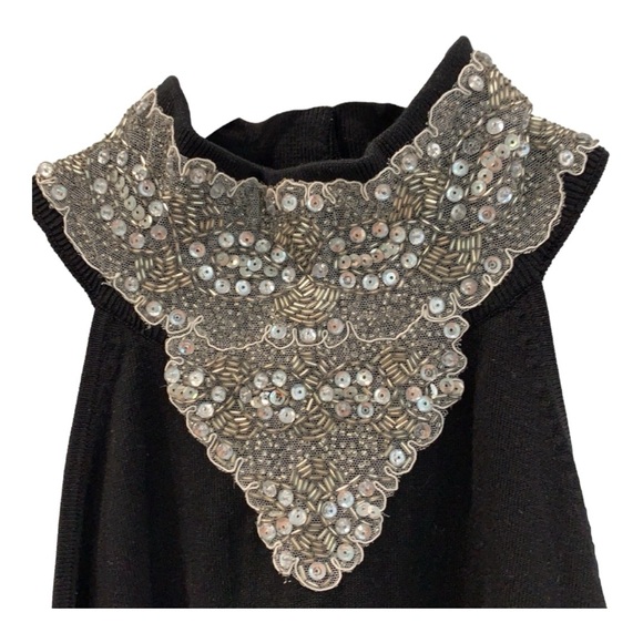 Women's INC cocktail sweater High neck with sequin appliqué. Medium - Picture 3 of 6